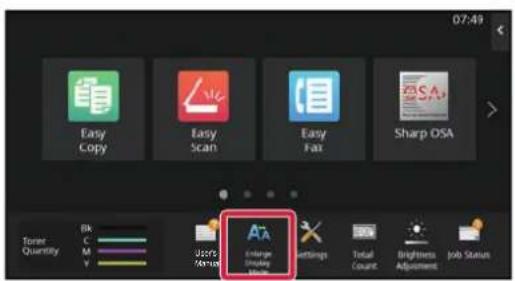 Easy Copy Easy Scan Easy Fax Sharp OSA Toner Quantity Bk C M Y User Personnel Exchange Display Mode Settings Total Count Brightness Adjustment Job Status