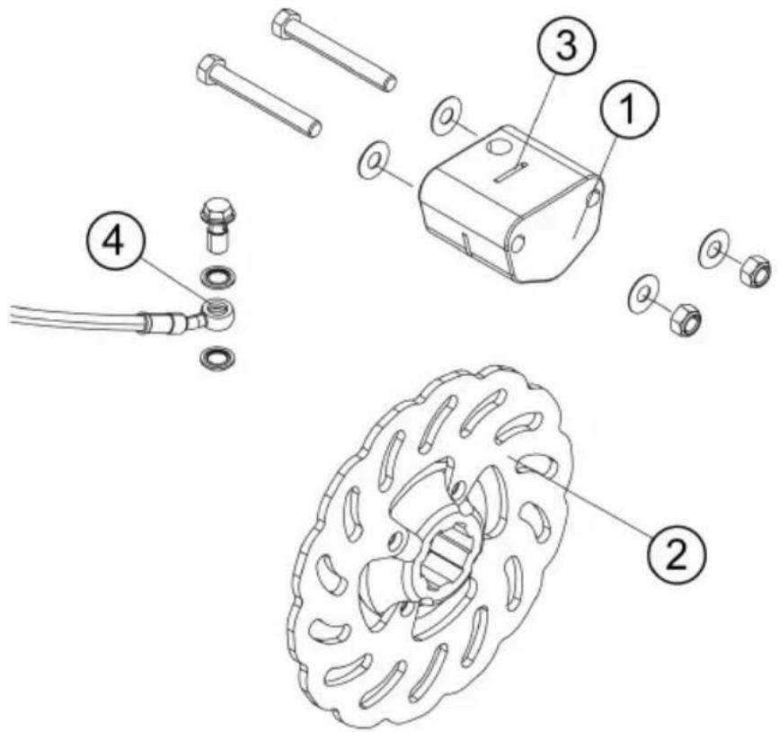 Technical diagram showing exploded and assembled parts of a mechanical assembly with numbered labels
