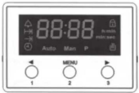 88:88 Auto Man P 1 MENU 2 3 min min sec