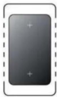 Simple black rectangular icon with plus and minus signs inside, enclosed by a dashed border (no text or symbols)