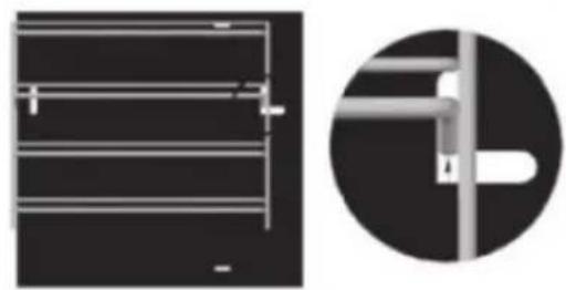 Two technical diagrams showing structural components: a simple frame and a circular cross-section with a rod (no text or symbols)