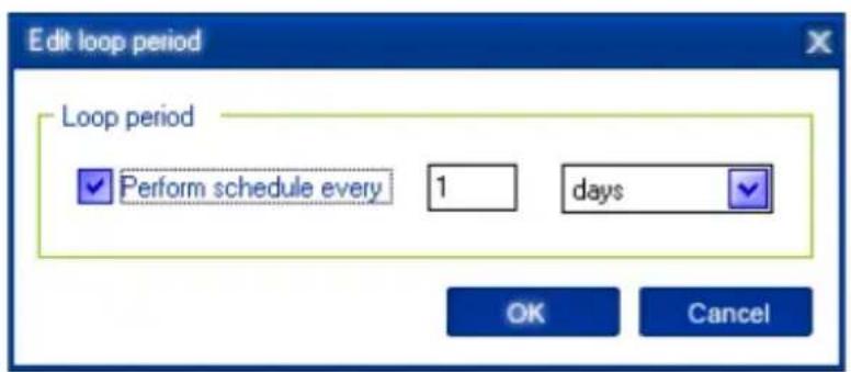 Edit loop period Loop period Perform schedule every 1 days OK Cancel