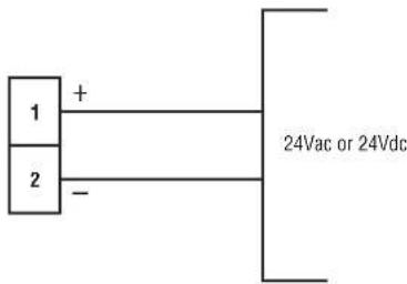 1 + 2 - 24Vac or 24Vdc