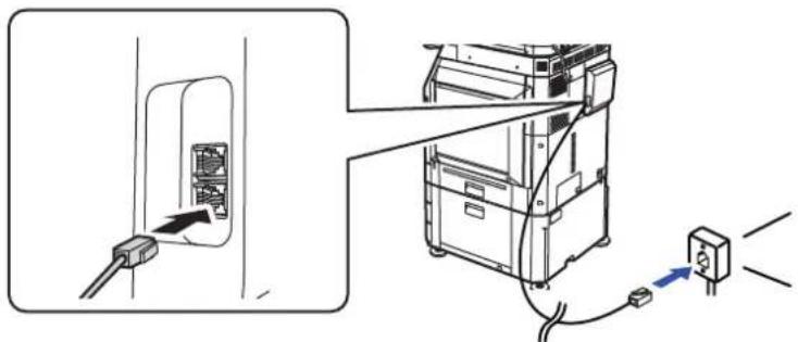 Diagram showing installation of a device with cable and plug, including a close-up view of the internal component.