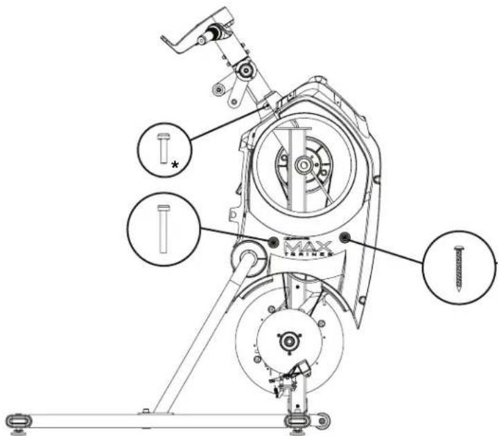 Technical diagram of a mechanical assembly with labeled parts including bolts, screw, and shafts