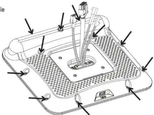 Technical diagram of a device with labeled components and directional arrows indicating assembly or assembly steps