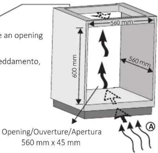 e an opening eddamento, 600 mm 560 mm 560 mm Opening/Ouverture/Apertura 560 mm x 45 mm A