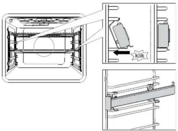 Technical diagram showing a door frame assembly with labeled components and directional arrows indicating movement.
