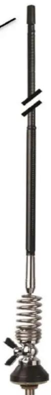 Close-up of a black-and-white industrial vertical pole with coiled spring and metal clamps (no visible text or symbols)