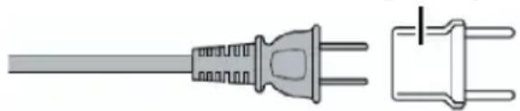 Illustration of a two-pin electrical plug and its terminal socket (no text or symbols)