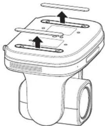 Technical line drawing of a mechanical device with mounting holes and a cylindrical body, no text or symbols.