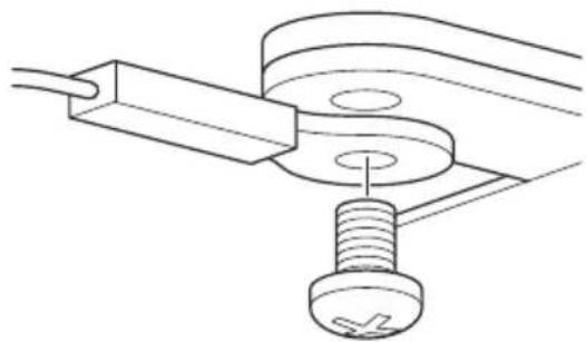 Technical line drawing of a mechanical assembly with a bolt and spring, no text or symbols.