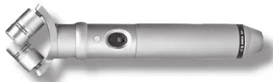 Close-up of a metallic handheld device with a rotary knob and control panel (no visible text or symbols)