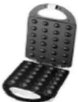 Black flip phone with grid keypad and open lid (no visible text or symbols)