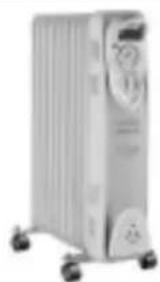 Exterior view of a silver horizontal oil resistance heater with control panel (no visible text or symbols).