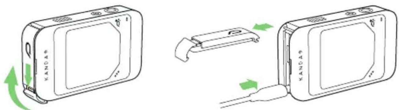 Diagram showing two device states: one with a device labeled '64024x' and green arrows indicating rotation or movement, the other with a device labeled '64024x'.