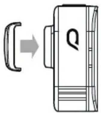 Diagram of a device with a curved handle and arrow pointing to a labeled component (no text or symbols present)