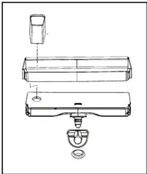 Technical line drawing of a mechanical assembly with exploded view.
