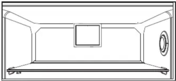Line drawing of a cabinet interior with handle, door, and vent (no text or symbols)