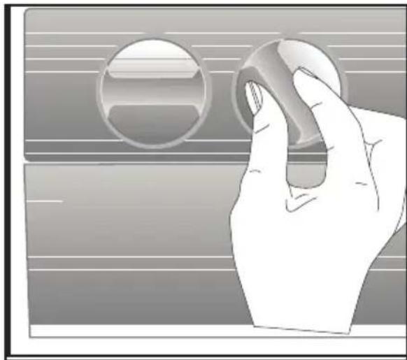 Illustration of a hand pressing a button on a piano keyboard.