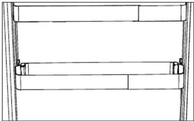 Technical line drawing of a mechanical assembly or frame structure, no text or symbols.