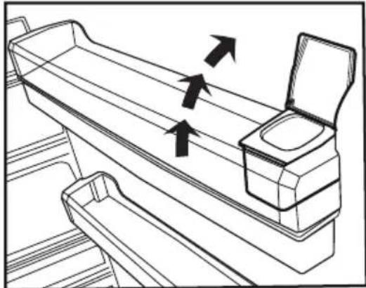Line drawing of a mechanical device with arrows indicating motion or force direction.