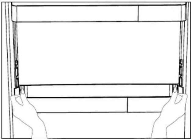 Line drawing of two hands holding a blank rectangular object, no text or symbols present