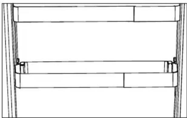 Technical line drawing of a mechanical assembly or frame structure (no text or symbols)