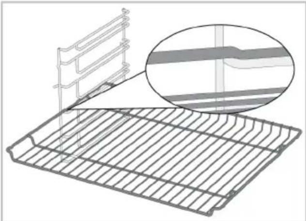 Technical line drawing of a metal grate with a magnified inset showing layered structure (no text or symbols)