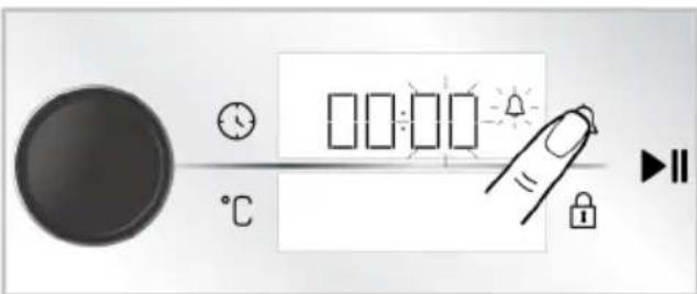 Diagram showing a control panel with temperature, clock, and display icons, including a finger pointing to a lock.
