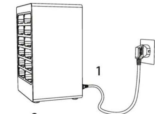 Line drawing of a server unit connected to an electrical outlet (no text or symbols)