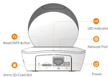 LED LED Indicator Reset/WPS Button Network Port Micro SD Card Slot Power