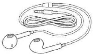 Line drawing of a multi-wheeled ear with earbuds and cord (no text or symbols)