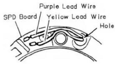 Fil violet, carte SPD, fil jaune, trou