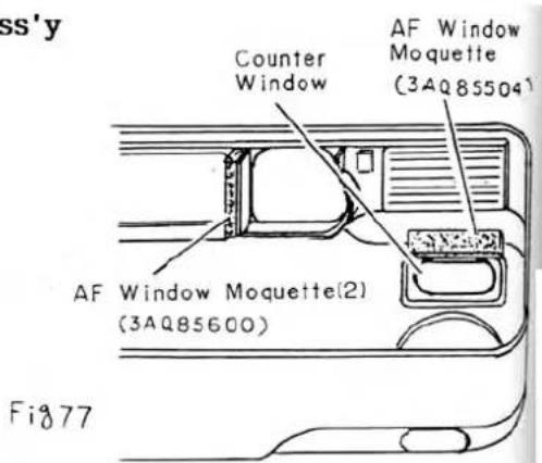 Ass'y Fenêtre de compteur Moquette de fenêtre AF (3AQ85504) Moquette de fenêtre AF (2) (3AQ85600) Fig. 77