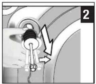 Mechanical diagram showing a valve mechanism with a lightning bolt and directional arrows (no text or symbols).