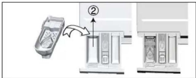 Diagram showing a mobile phone device interacting with a battery pack, labeled with step ② indicating the process.