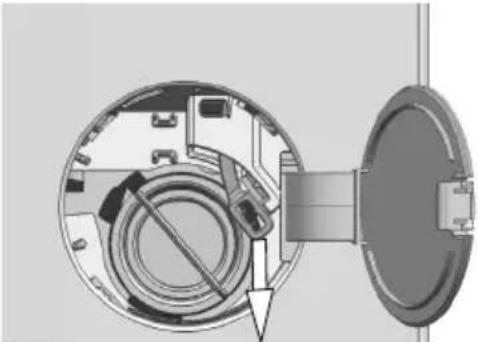 Cross-sectional diagram of a device showing internal components and a close-up view of a circular component (no text or symbols).