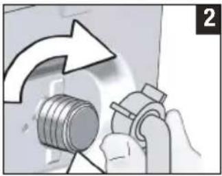 Illustration of a hand holding a mechanical component with an arrow indicating direction (no text or symbols).