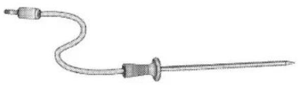 Illustration d'une sonde médicale ou de laboratoire avec un tube incurvé et un connecteur (sans texte ni symboles).