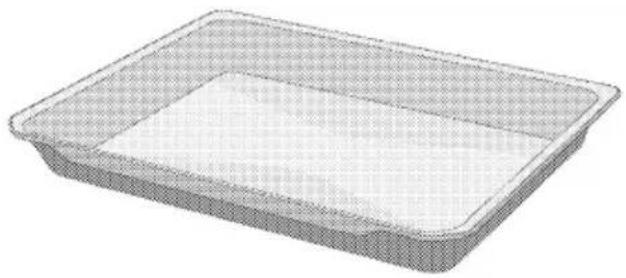 Rendu 3D d'un plateau rectangulaire avec une bordure intérieure texturée (sans texte ni symboles).