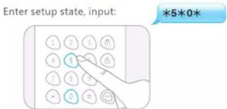 Enter setup state, input: *5*0*