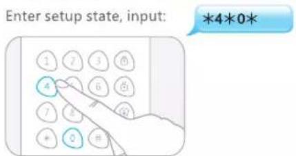 Enter setup state, input: *4*0*