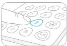 Hand pointing at a hand on a calculator with a highlighted '9' button
