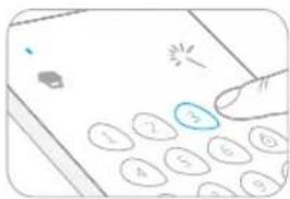 Hand-drawn illustration of a hand using a calculator with the number 3 highlighted