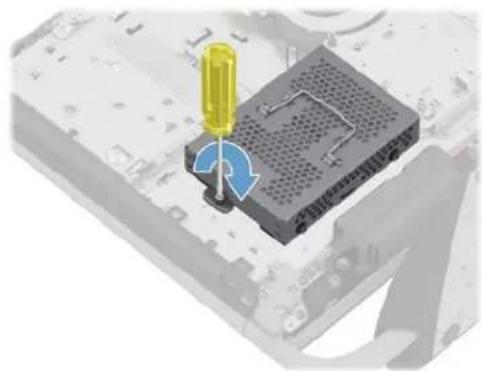 Illustration 3D d'un tournevis appuyant sur un composant d'une carte de circuit imprimé (aucun texte ni symbole visible).