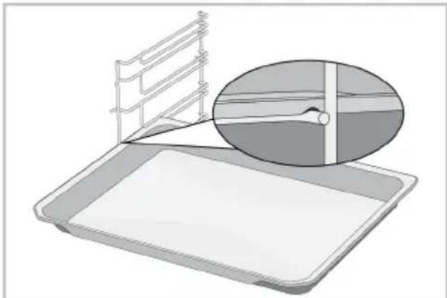 Illustration of a medical or laboratory tray with a rack structure and an inset showing a cross-section of a device (no text or symbols present)
