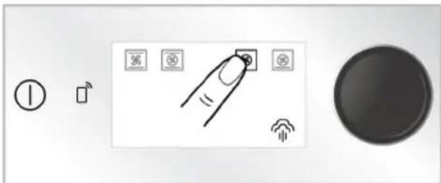 User interface control panel with icons for battery, switch, and smart lock.