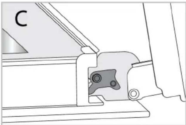 Technical line drawing of a mechanical clamp or bracket assembly (no text or symbols)