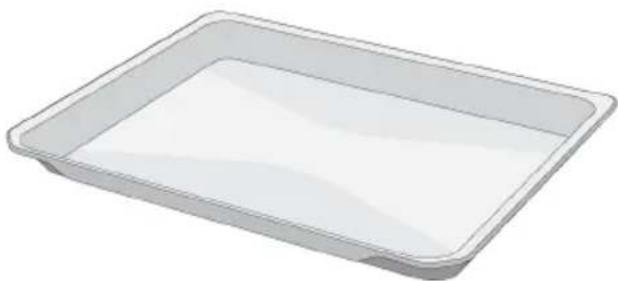 Simple 3D rendering of a rectangular tray or baking tray with no text or symbols
